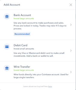 Choose Payment Method Bank Account